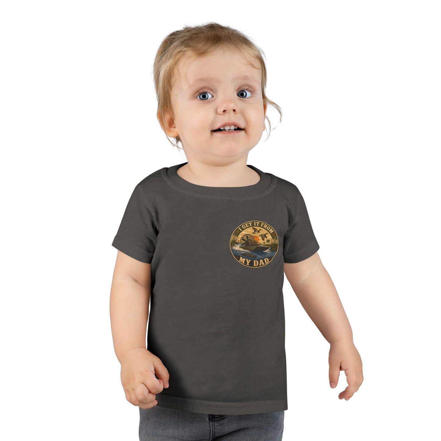 Toddler T-Shirt — "I Get It From My Dad" Fishing Airboat Graphic