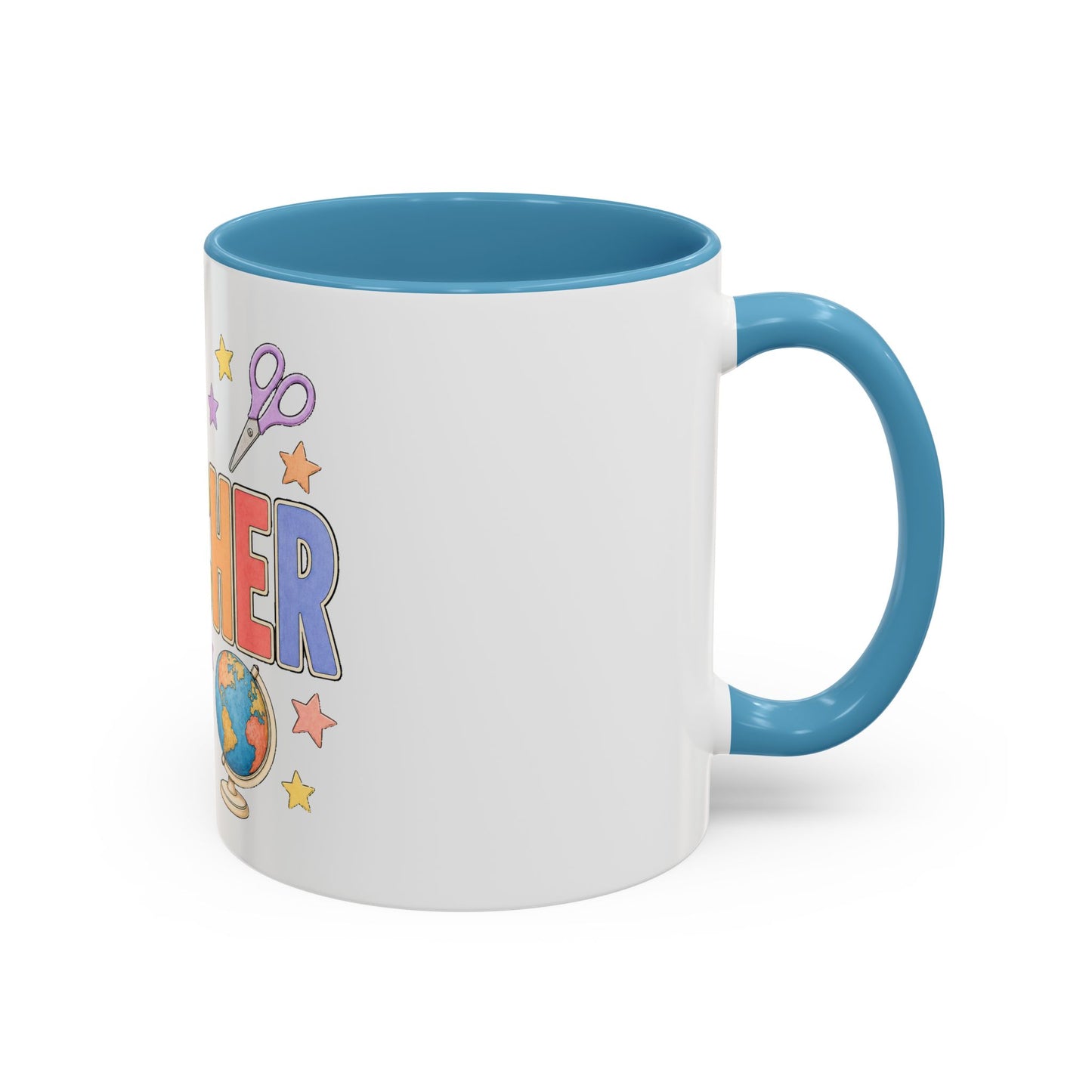 Teacher Accent Coffee Mug — Colorful School Supplies Design (11/15oz)
