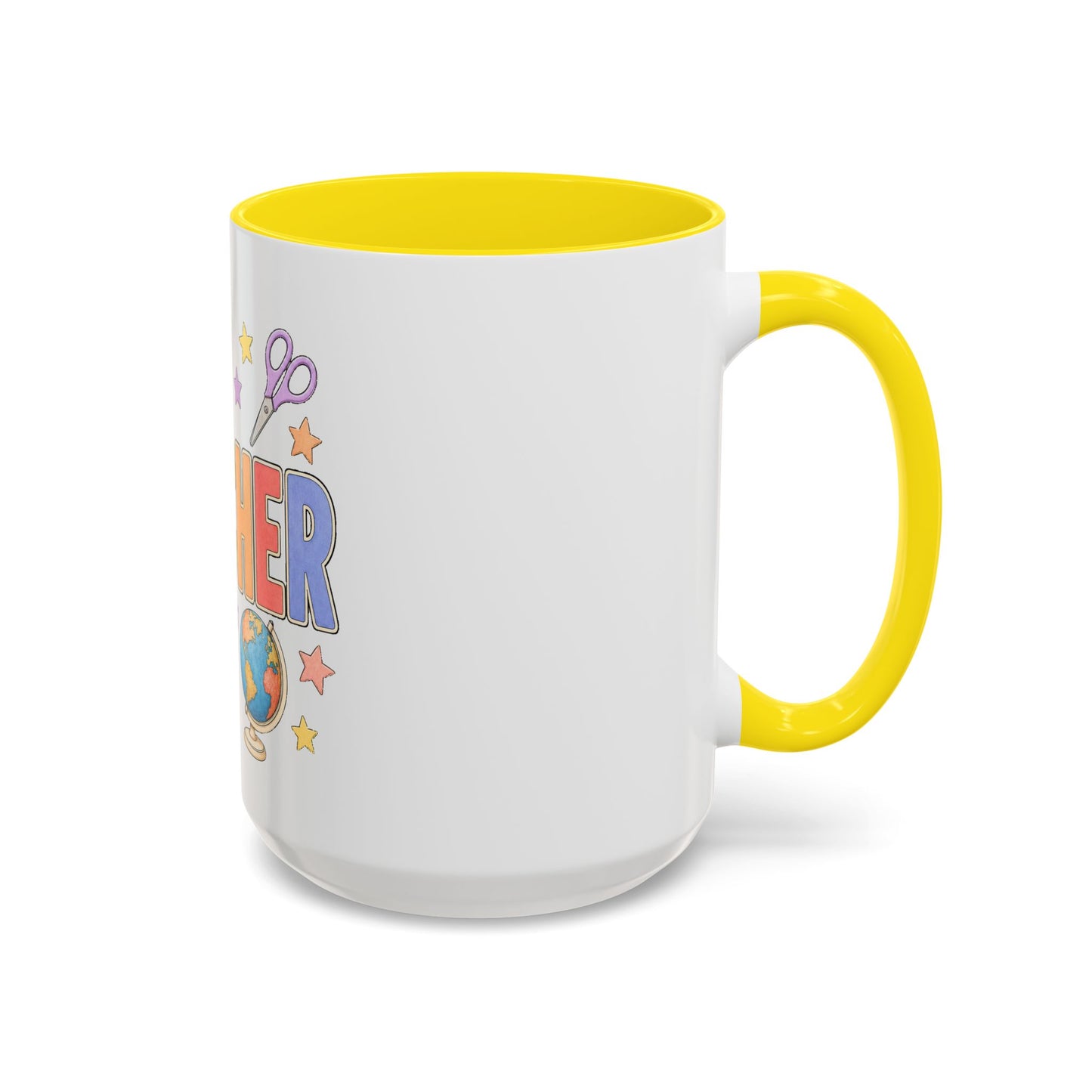 Teacher Accent Coffee Mug — Colorful School Supplies Design (11/15oz)