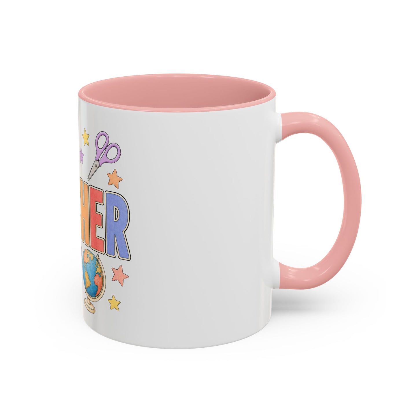 Teacher Accent Coffee Mug — Colorful School Supplies Design (11/15oz)
