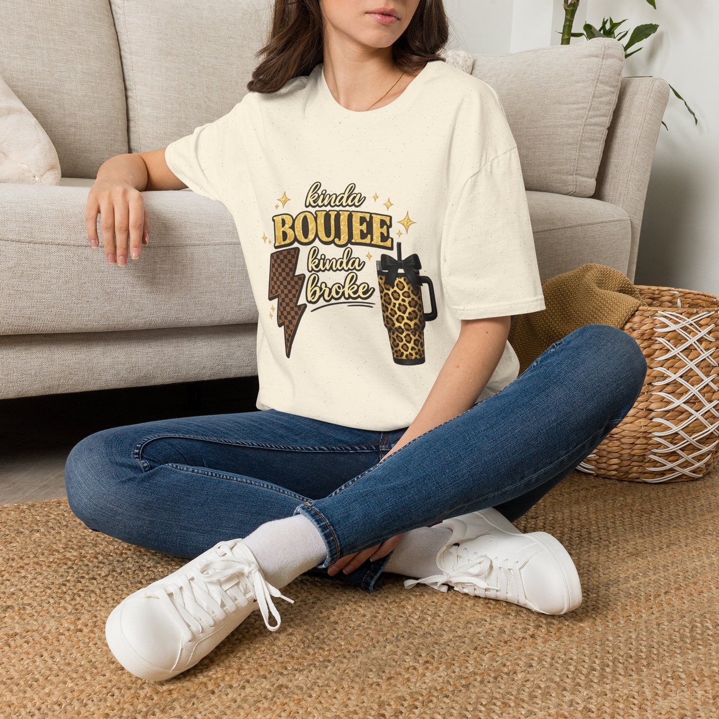 Kinda Boujee Kinda Broke Graphic T-Shirt — Leopard & Latte Cozy Chic Tee