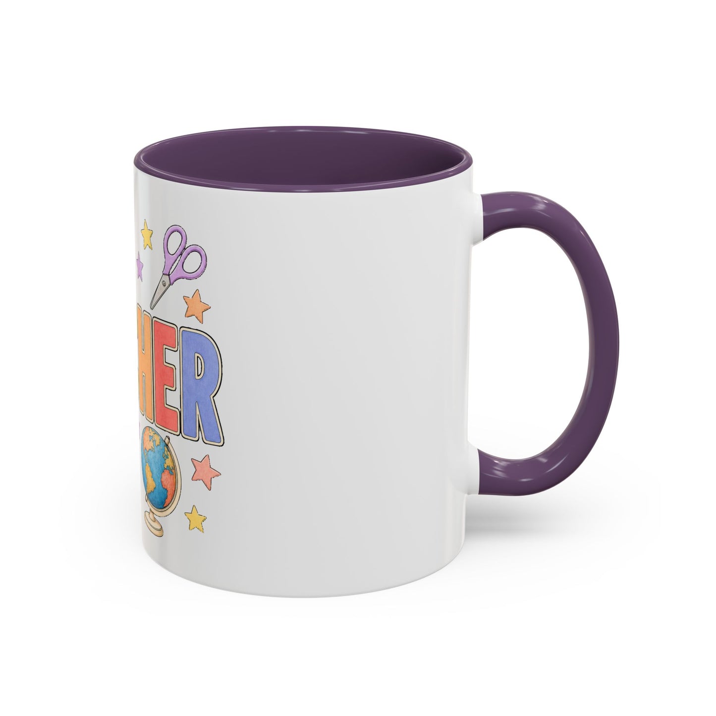 Teacher Accent Coffee Mug — Colorful School Supplies Design (11/15oz)