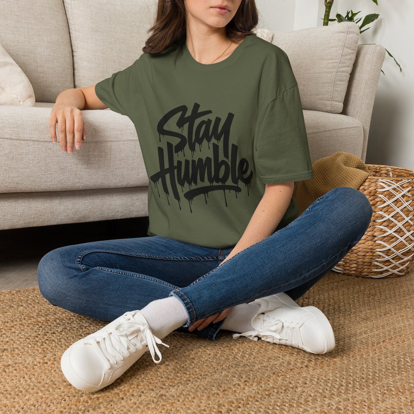 Stay Humble Graphic T-Shirt — Casual Streetwear Tee with Drip Script
