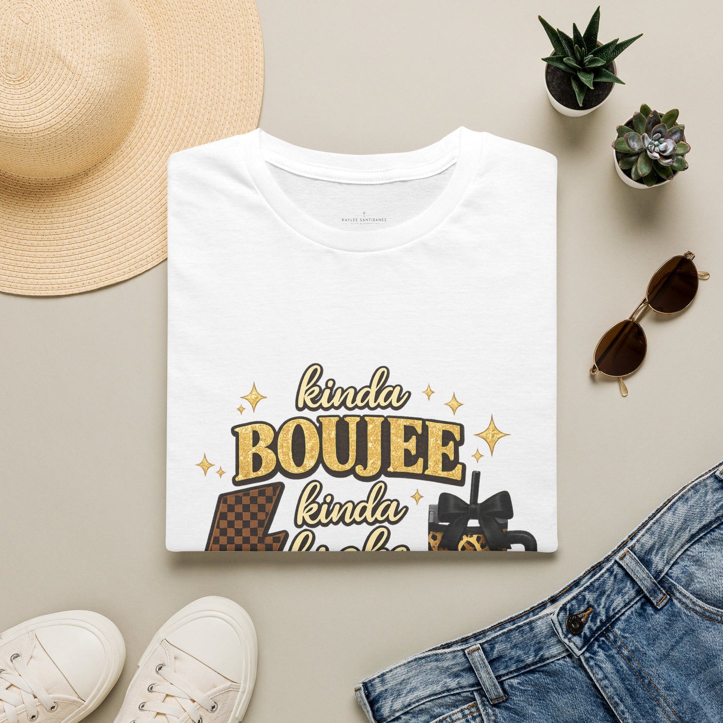 Kinda Boujee Kinda Broke Graphic T-Shirt — Leopard & Latte Cozy Chic Tee