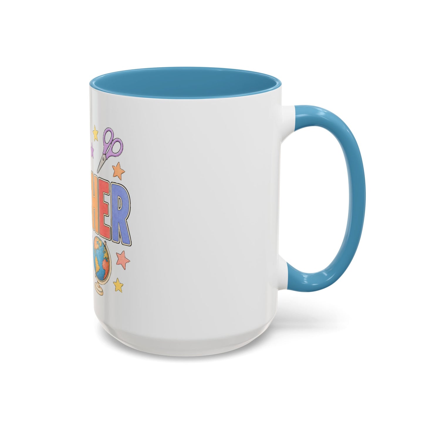 Teacher Accent Coffee Mug — Colorful School Supplies Design (11/15oz)