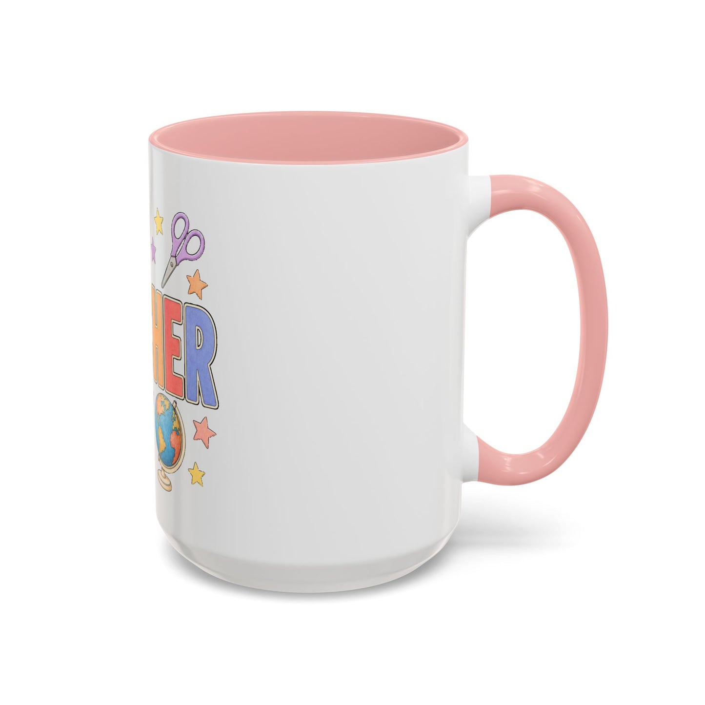 Teacher Accent Coffee Mug — Colorful School Supplies Design (11/15oz)