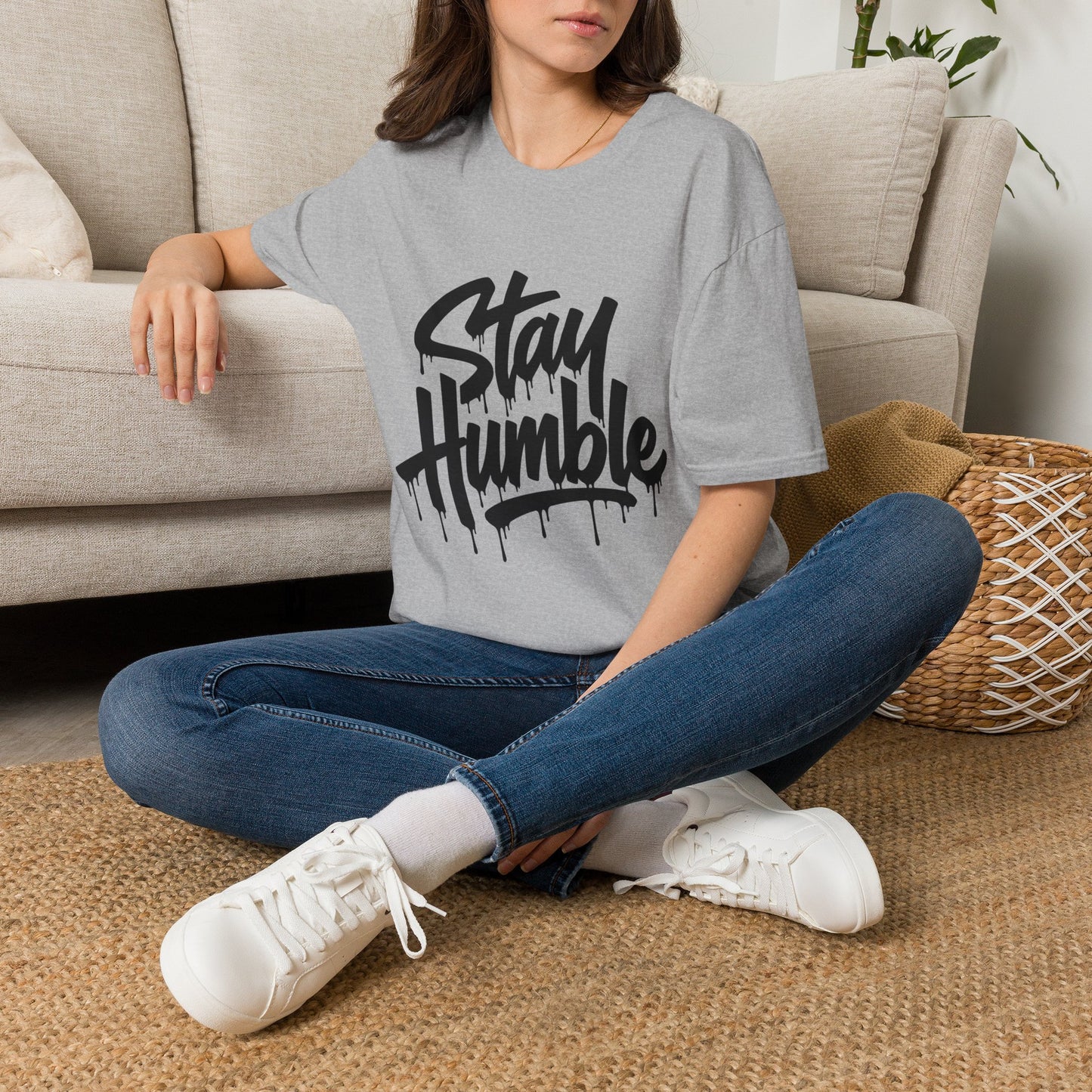 Stay Humble Graphic T-Shirt — Casual Streetwear Tee with Drip Script