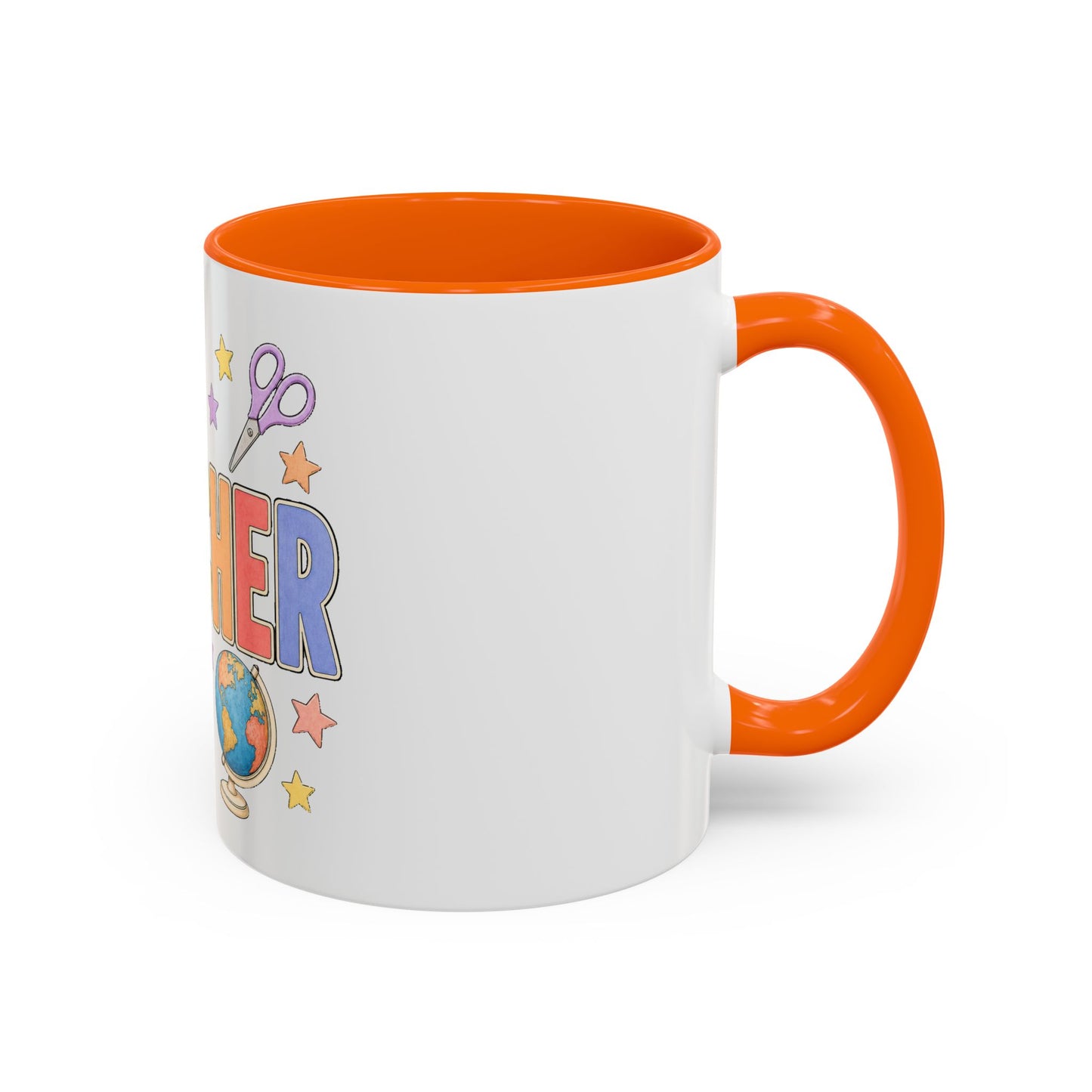 Teacher Accent Coffee Mug — Colorful School Supplies Design (11/15oz)