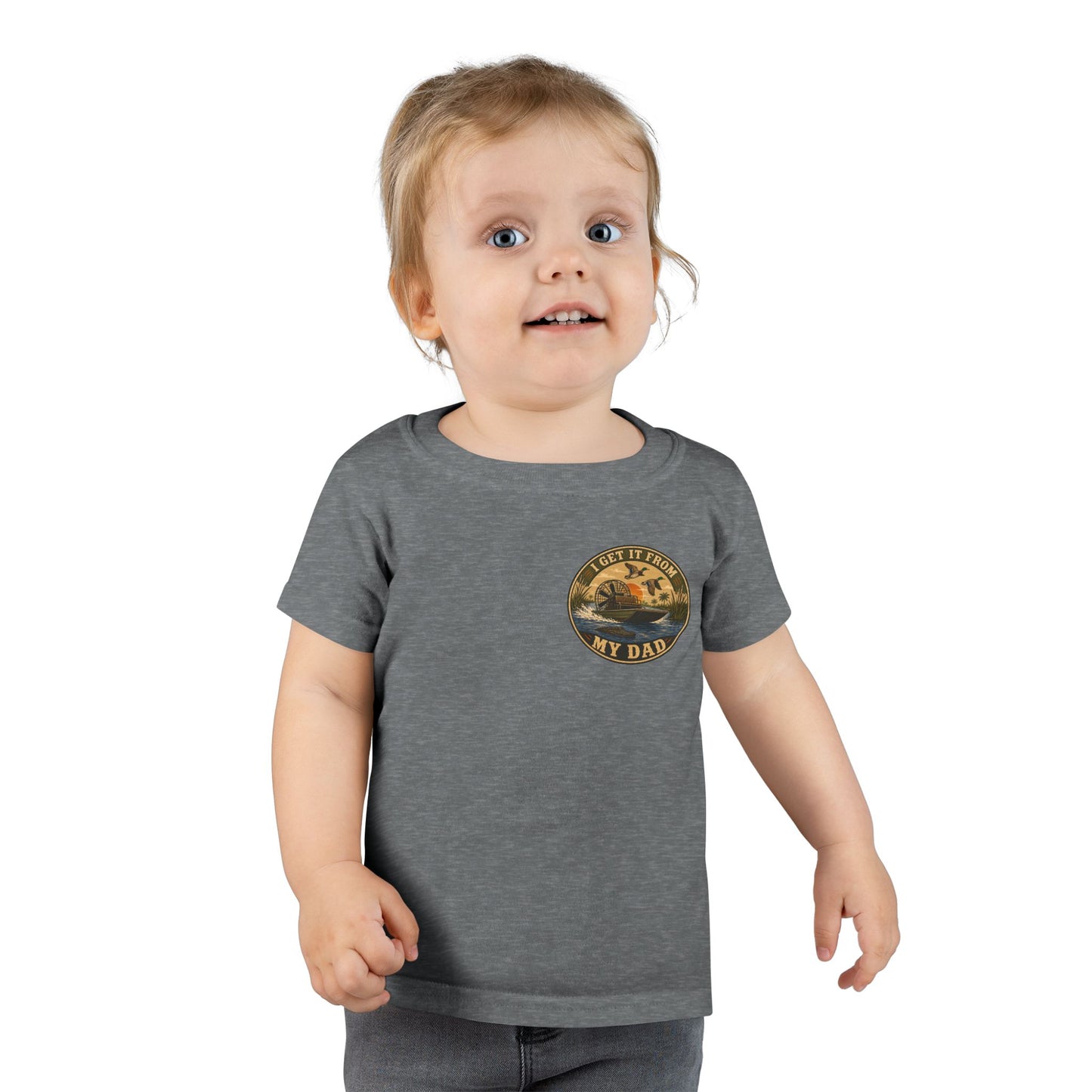 Toddler T-Shirt — "I Get It From My Dad" Fishing Airboat Graphic