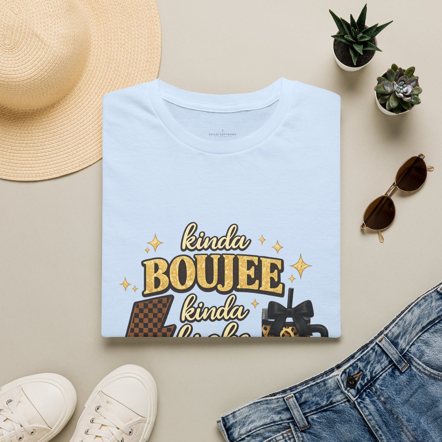 Kinda Boujee Kinda Broke Graphic T-Shirt — Leopard & Latte Cozy Chic Tee