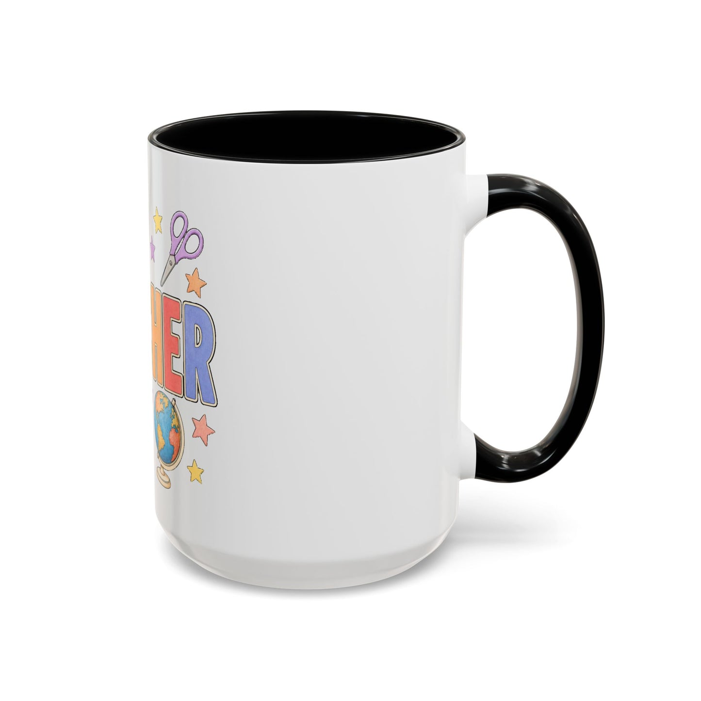 Teacher Accent Coffee Mug — Colorful School Supplies Design (11/15oz)