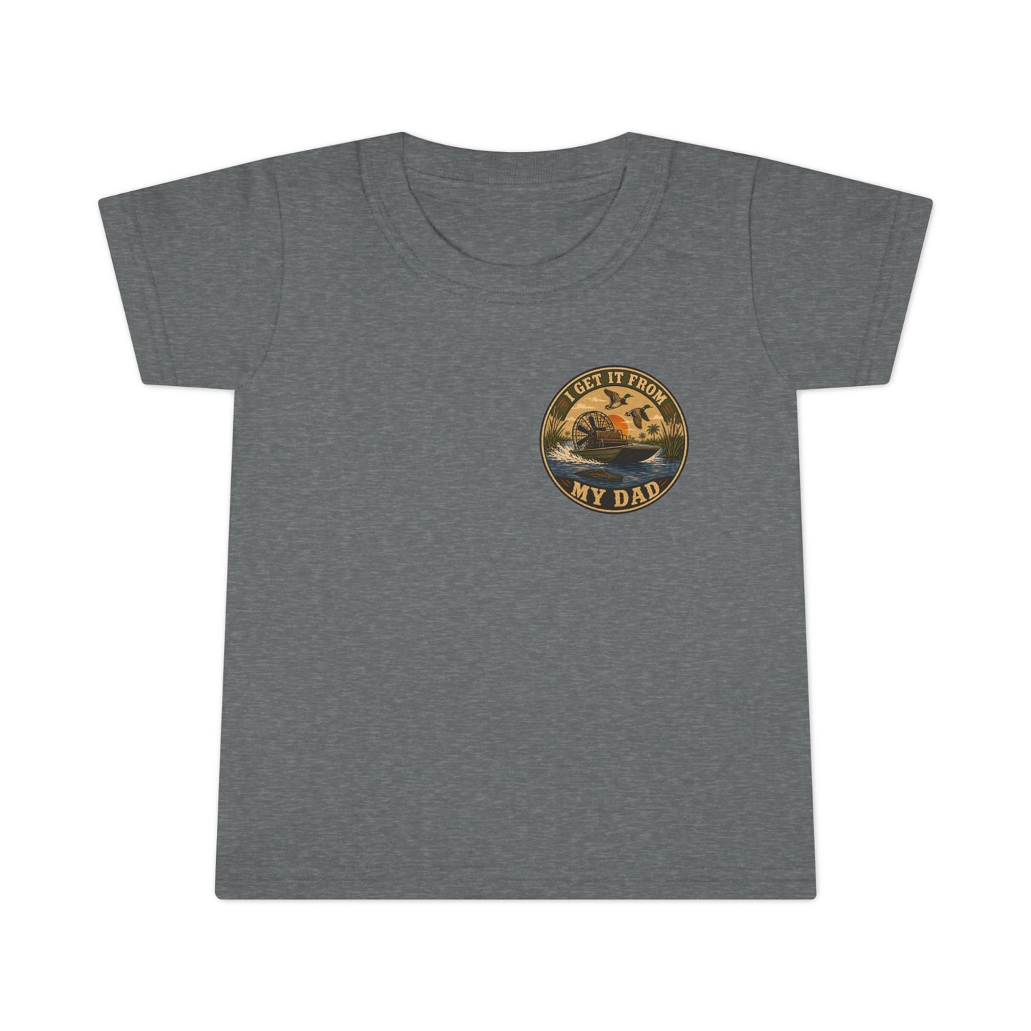Toddler T-Shirt — "I Get It From My Dad" Fishing Airboat Graphic