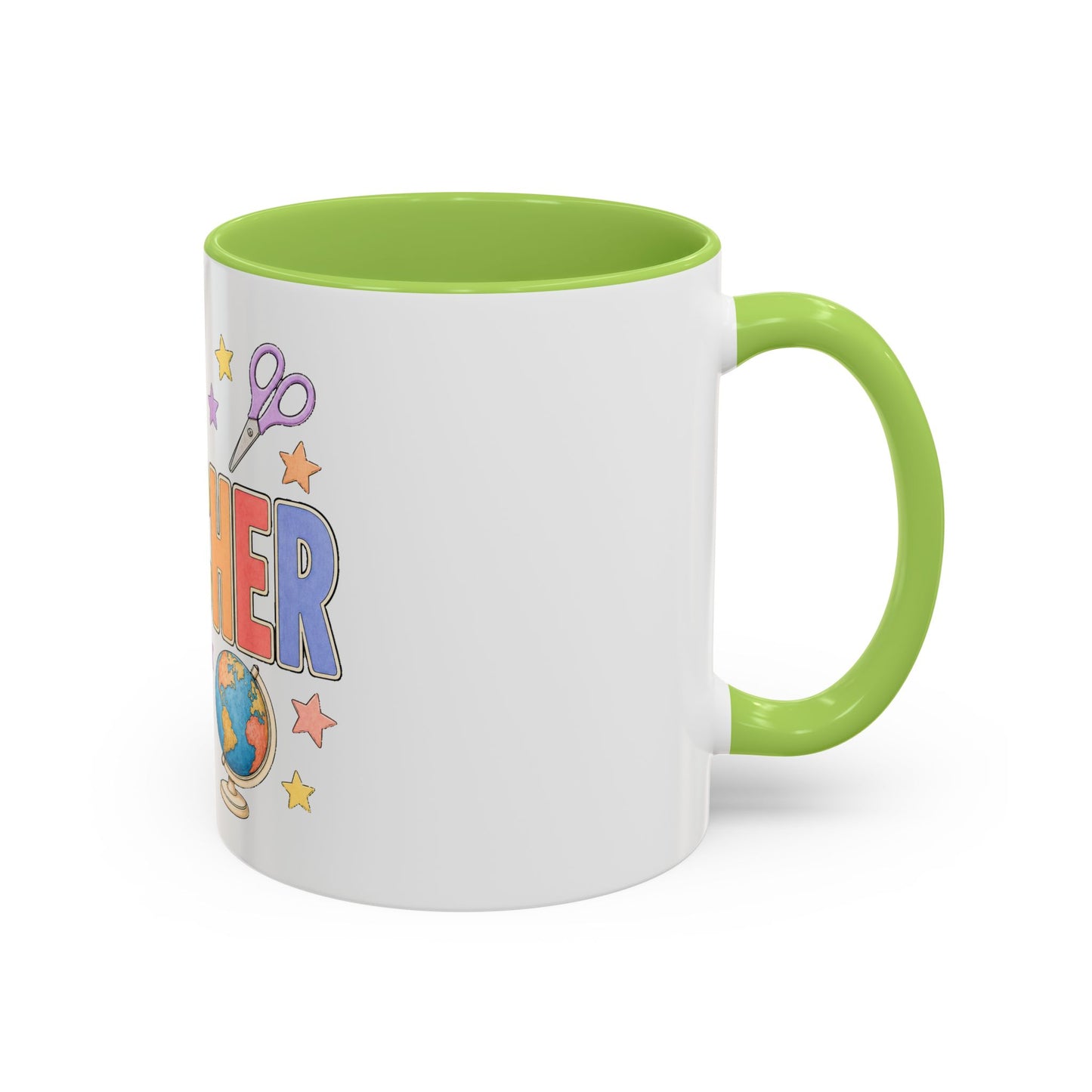 Teacher Accent Coffee Mug — Colorful School Supplies Design (11/15oz)