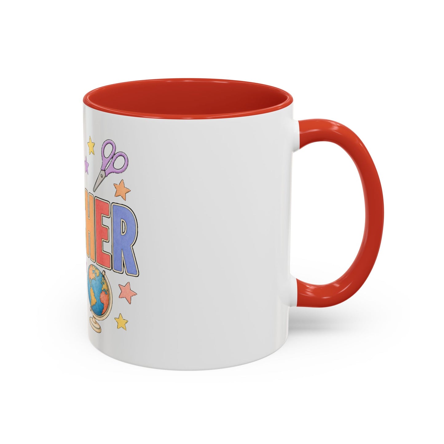 Teacher Accent Coffee Mug — Colorful School Supplies Design (11/15oz)
