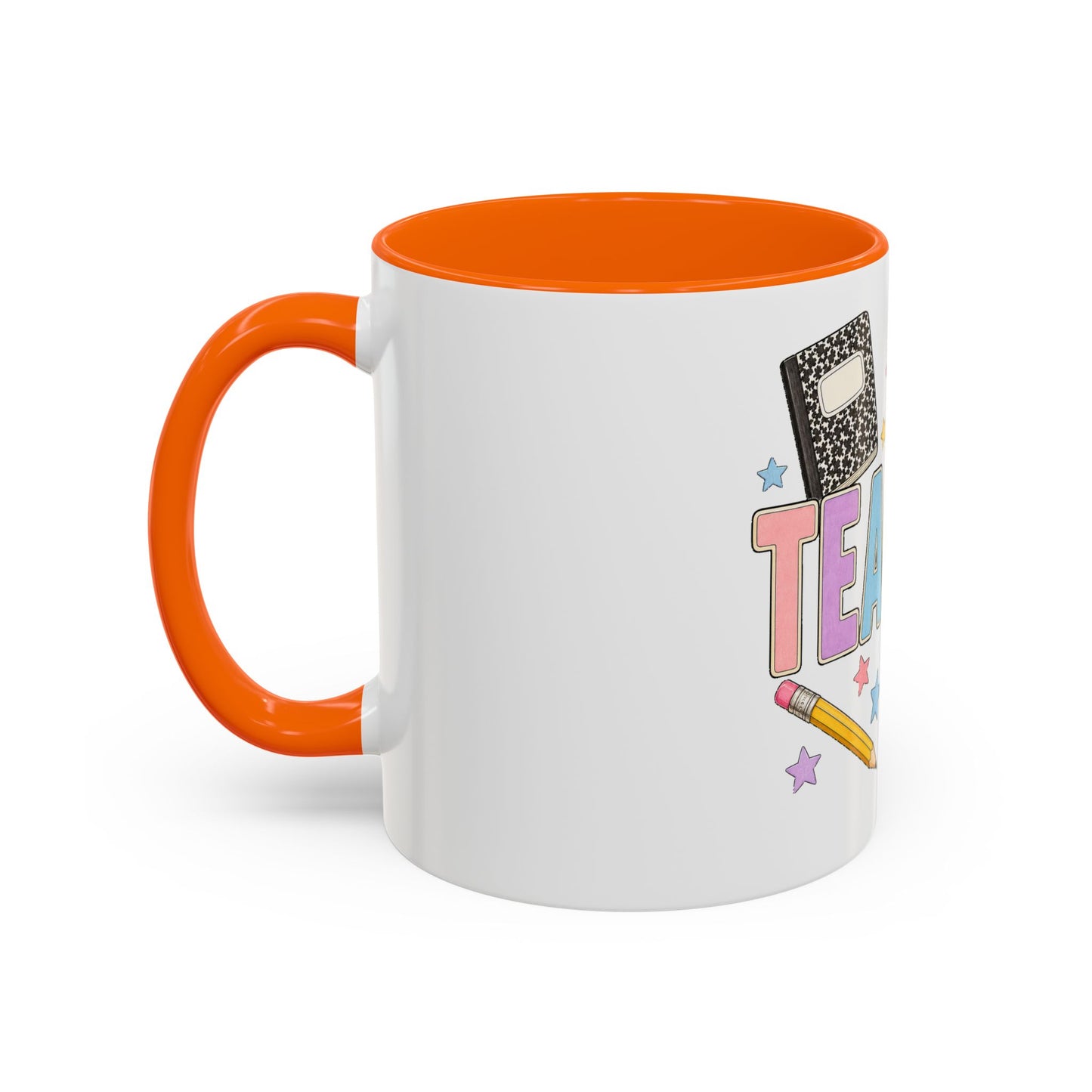 Teacher Accent Coffee Mug — Colorful School Supplies Design (11/15oz)