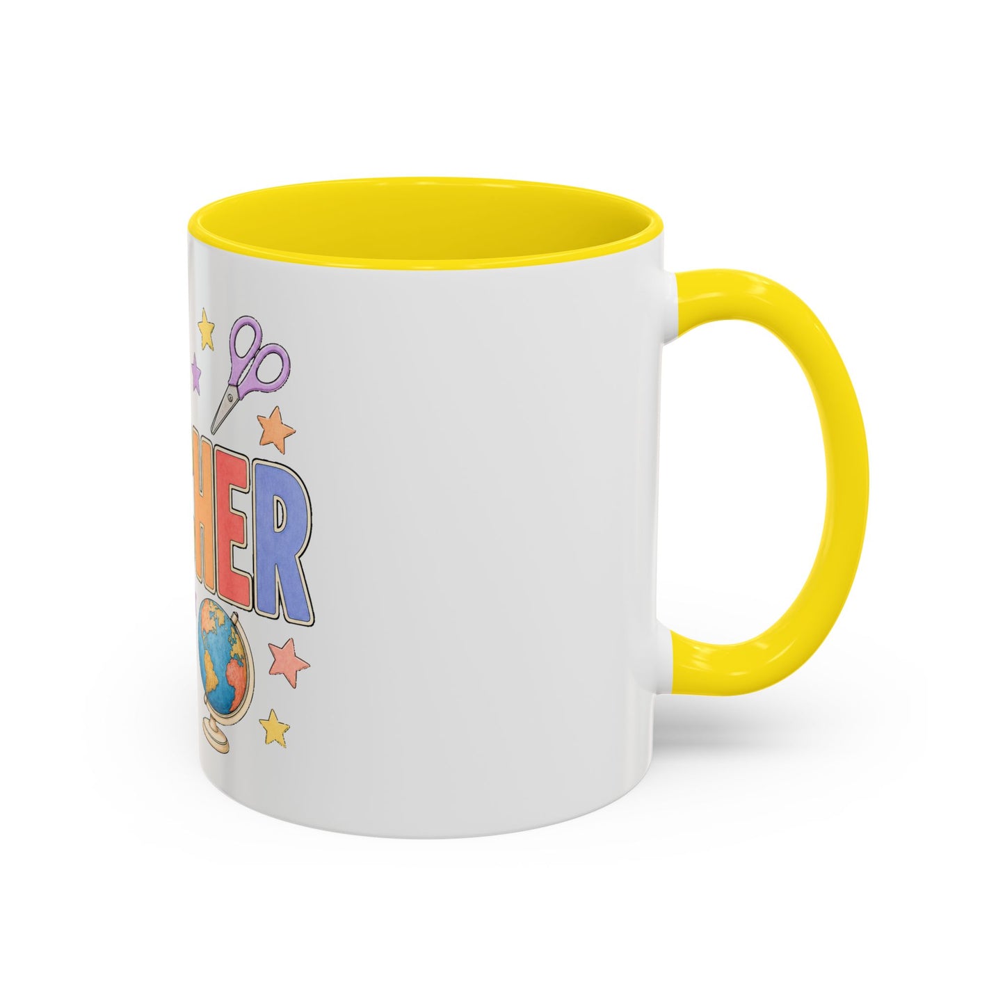 Teacher Accent Coffee Mug — Colorful School Supplies Design (11/15oz)