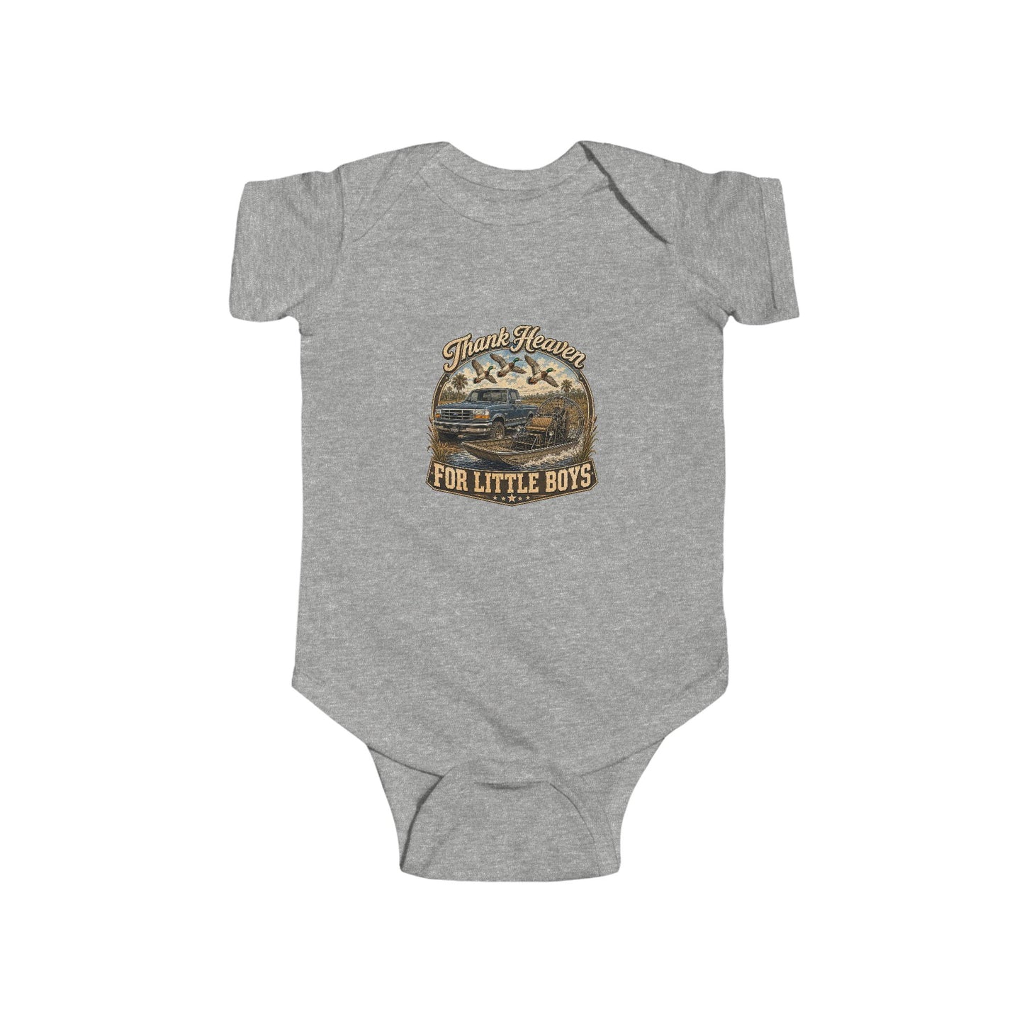 Vintage Outdoors Baby Bodysuit - “Thank Heaven For Little Boys” Infant Onesie