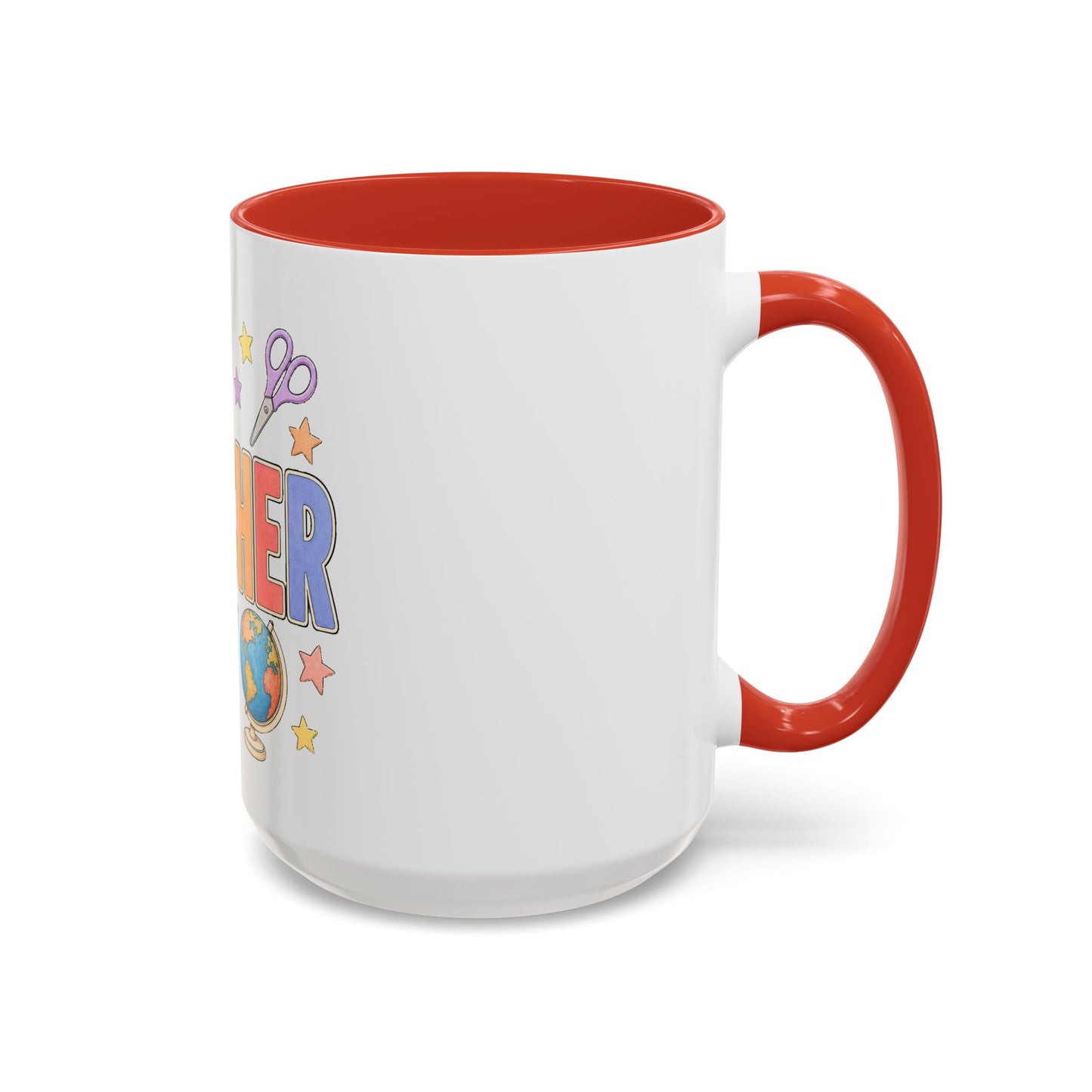 Teacher Accent Coffee Mug — Colorful School Supplies Design (11/15oz)