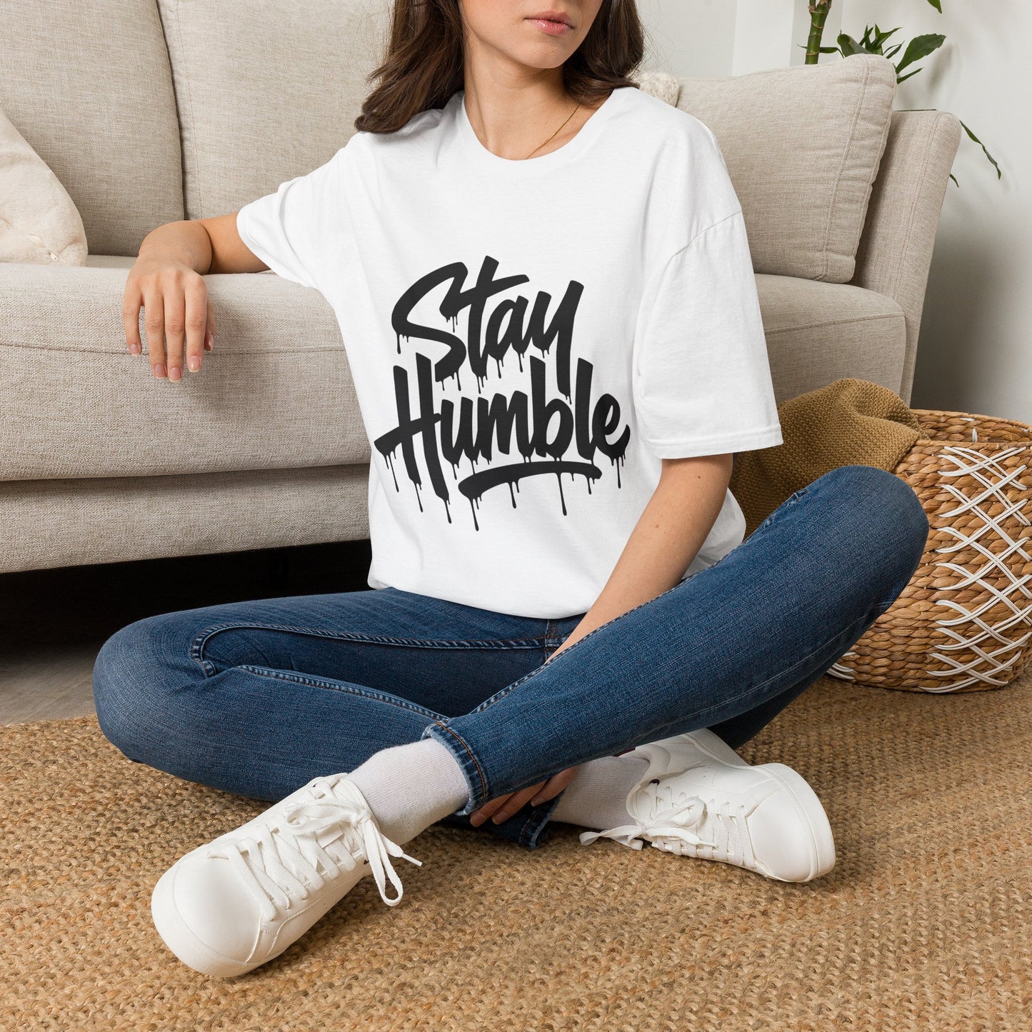 Stay Humble Graphic T-Shirt — Casual Streetwear Tee with Drip Script