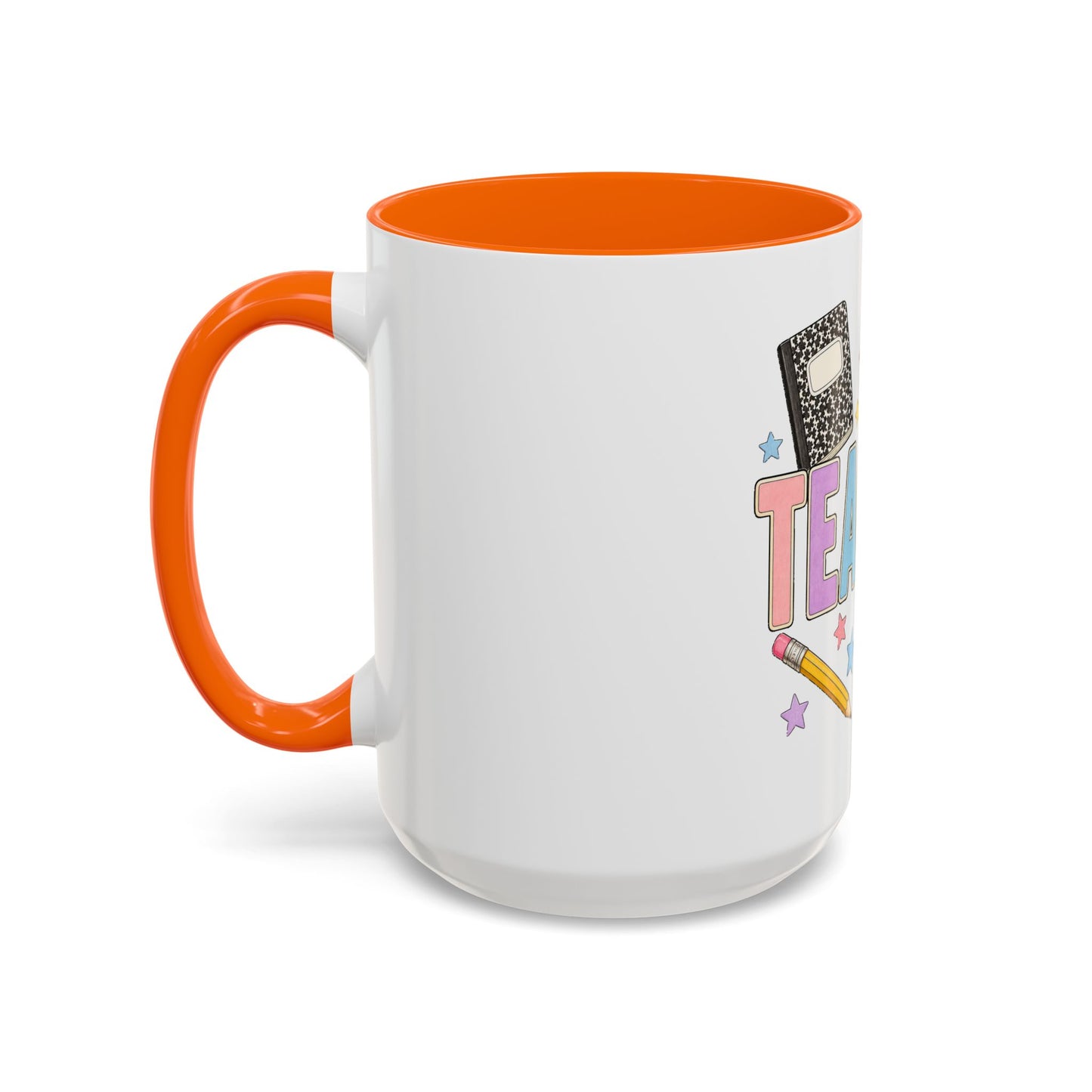 Teacher Accent Coffee Mug — Colorful School Supplies Design (11/15oz)