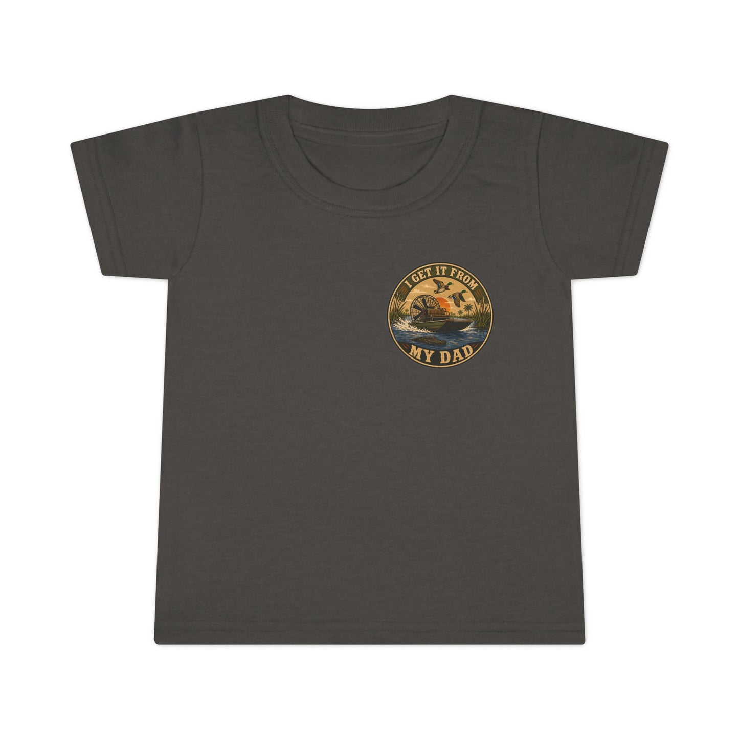 Toddler T-Shirt — "I Get It From My Dad" Fishing Airboat Graphic
