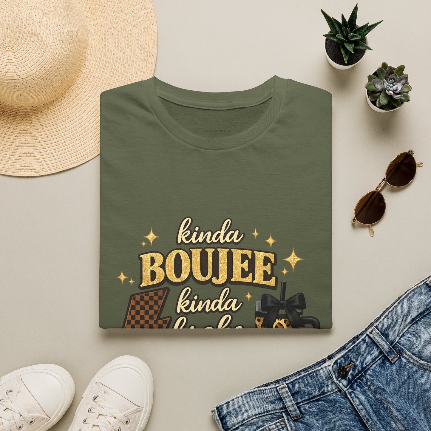Kinda Boujee Kinda Broke Graphic T-Shirt — Leopard & Latte Cozy Chic Tee