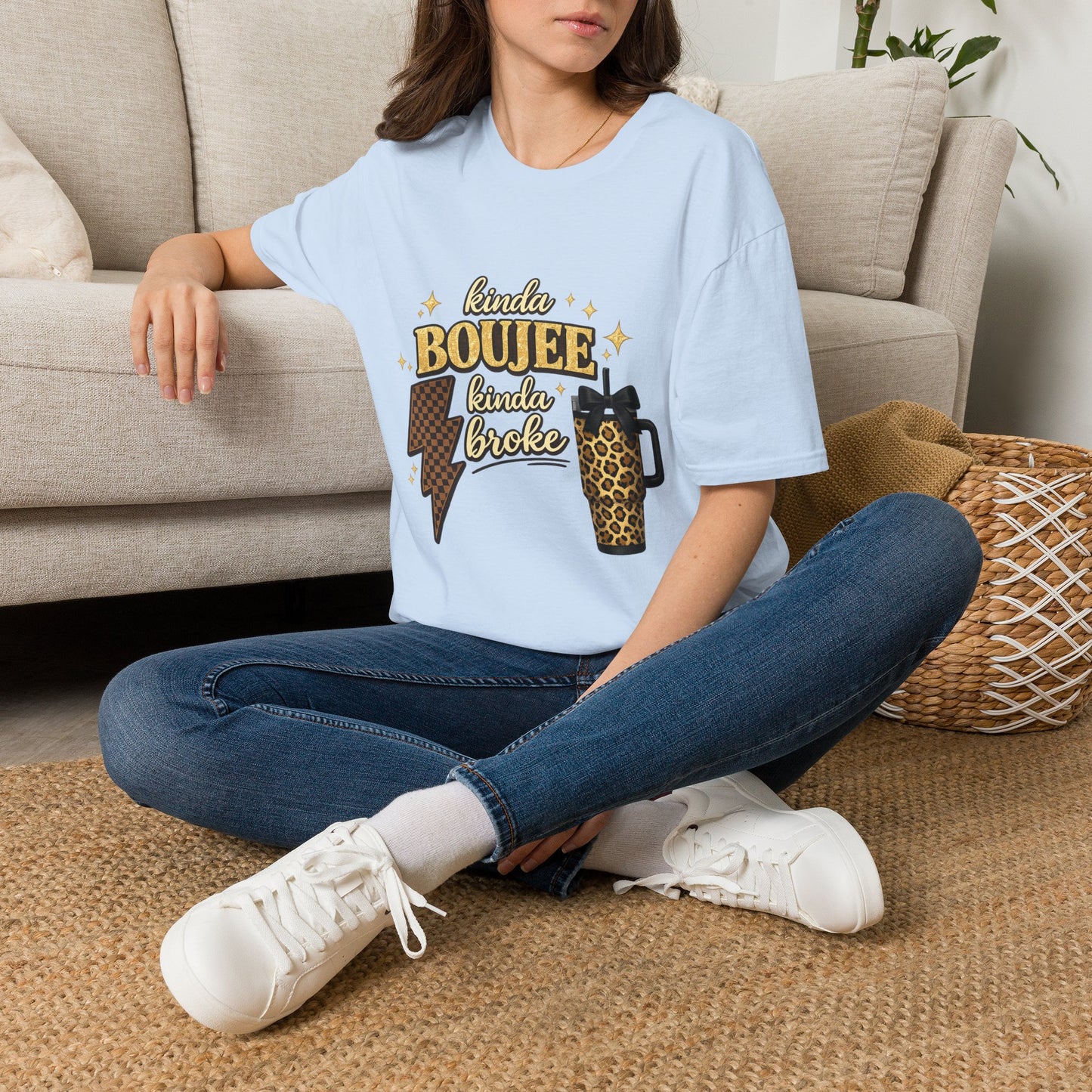Kinda Boujee Kinda Broke Graphic T-Shirt — Leopard & Latte Cozy Chic Tee
