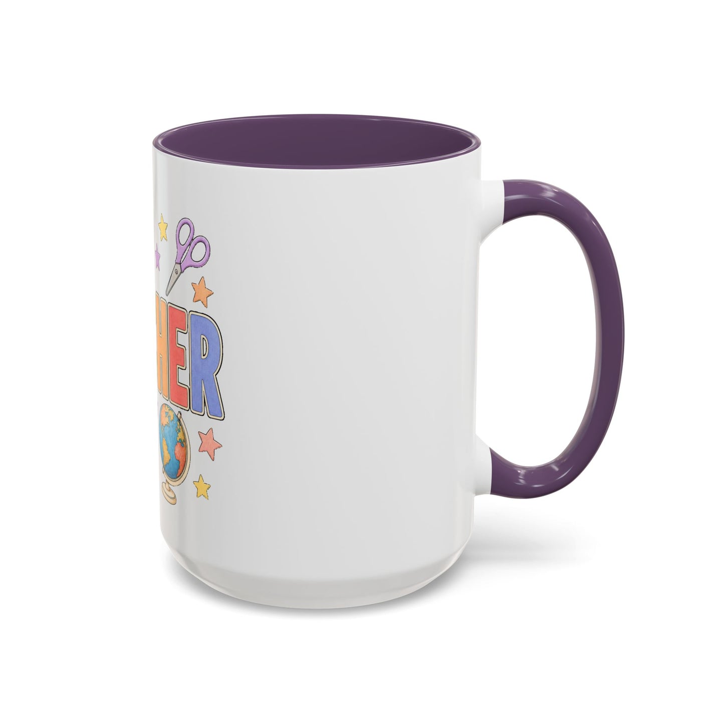Teacher Accent Coffee Mug — Colorful School Supplies Design (11/15oz)